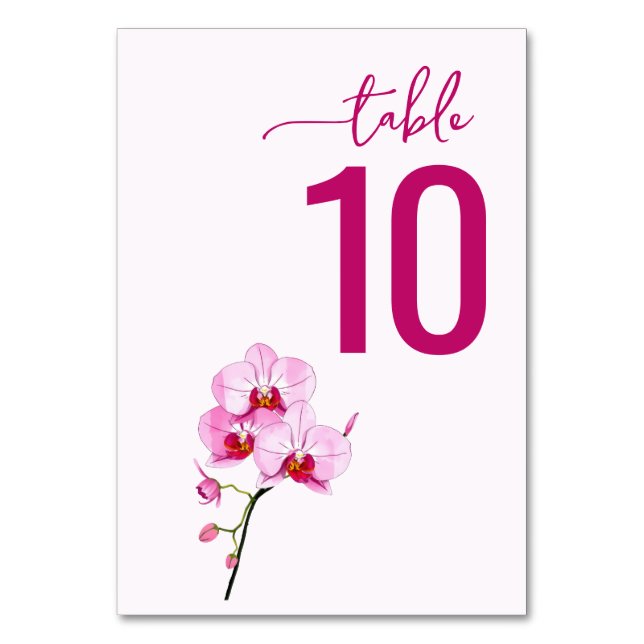Elegant Magenta Floral Table Card (Front)