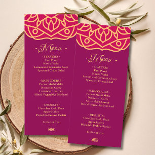 Elegant Magenta Gold Mandala Indian Wedding Menu