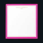 Elegant Magenta Gold Personalised Notepad<br><div class="desc">This notepad features elegant and minimalist thick magenta border and thin gold border. Personalise it with your name or company name.</div>