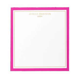 Elegant Magenta Gold Personalised Notepad