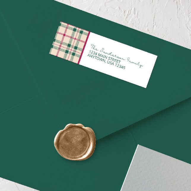 Elegant Magenta & Green Plaid with Script Font  (Creator Uploaded)