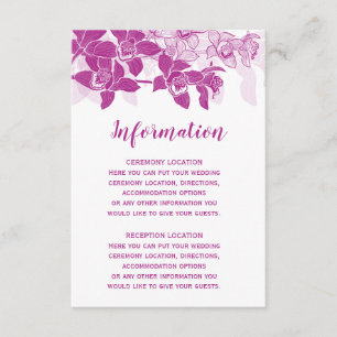 Elegant Magenta Orchids Wedding Information Cards