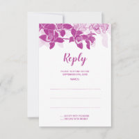 Elegant Magenta Orchids Wedding Reply Cards