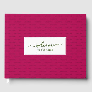 Elegant Magenta Pink Custom WELCOME TO OUR HOME Guest Book