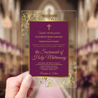 Elegant Magenta Plum & Gold Catholic Wedding