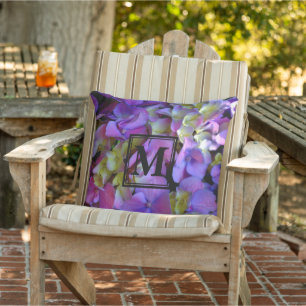 Elegant Magenta Purple blue Hydrangeas flowers Cushion