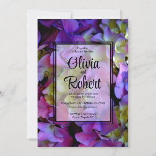 Elegant Magenta Purple Hydrangea flower Wedding Invitation
