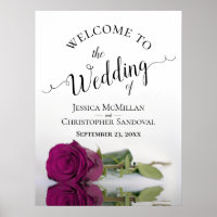 Elegant Magenta Rose Calligraphy Wedding Welcome