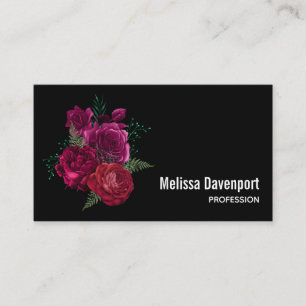 Elegant Magenta Rose Floral Bouquet Business Card