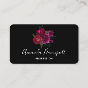 Elegant Magenta Rose Floral Bouquet Business Card