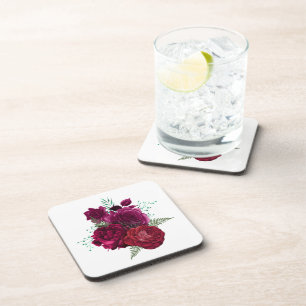 Elegant Magenta Rose Floral Bouquet Coaster