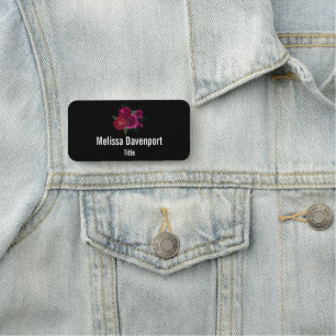 Elegant Magenta Rose Floral Bouquet Name Tag