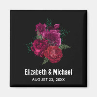 Elegant Magenta Rose Floral Bouquet Wedding