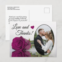Elegant Magenta Rose Posh Wedding Love & Thanks
