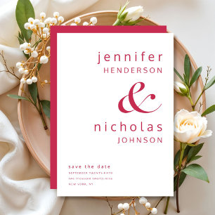 Elegant Magenta Typography Wedding Save The Date