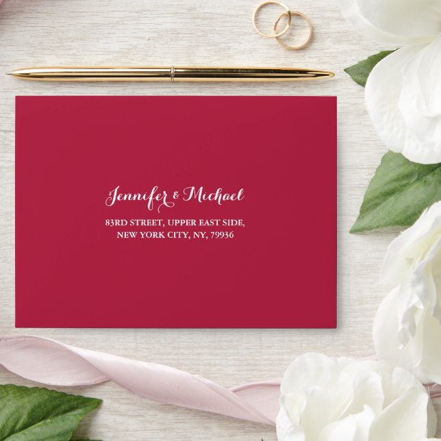 Elegant Magenta Wedding Party RSVP Return Address Envelope (Wedding)