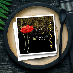Elegant Magical Sparkles Flower Wedding Cocktail Napkin