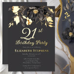 Elegant Magnolia Adult 21st Birthday Party Gold<br><div class="desc">Celebrate a special milestone with timeless elegance. This sophisticated birthday party invitation features dramatic magnolia florals accented with luxurious metallic foil on a rich charcoal background. The refined botanical artwork and classic typography create a polished invitation perfect for stylish adult birthday celebrations, cocktail parties, and elegant gatherings. Available with gold,...</div>