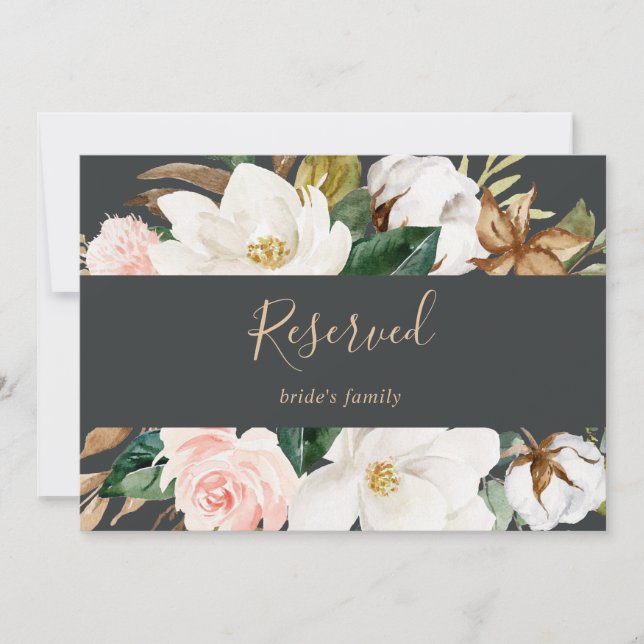 Elegant Magnolia | Black and White Reserved Sign (Front)