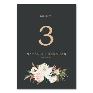 Elegant Magnolia Black and White Table Number