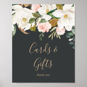 Elegant Magnolia   Black Cards and Gifts Sign