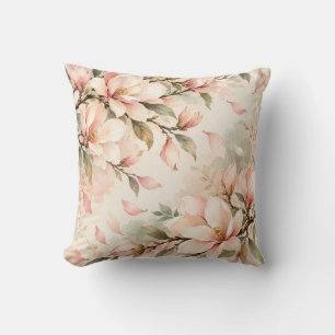 Elegant Magnolia Blossom Botanical Pattern Cushion