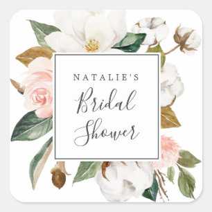 Elegant Magnolia Bridal Shower Envelope Seals