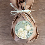 Elegant Magnolia Eucalyptus Thank You Wedding Classic Round Sticker<br><div class="desc">Elegant watercolor magnolia and eucalyptus wedding thank you sticker for invitation seal or favour.</div>