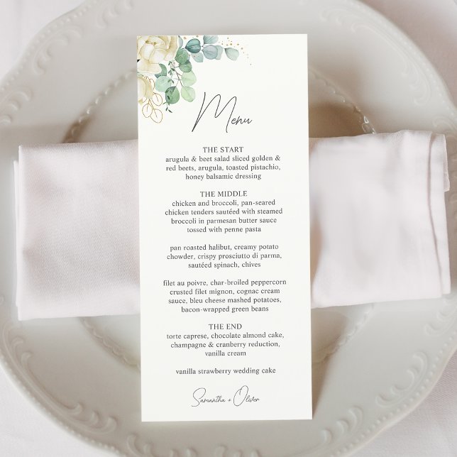 Elegant Magnolia Eucalyptus Wedding Menu (Elegant Magnolia Eucalyptus Wedding Menu)