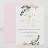 Elegant Magnolia Floral Blush First Communion