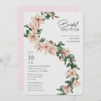 Elegant Magnolia Floral Blush Purple Bridal Shower