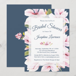 Elegant Magnolia Floral Bridal Shower Invitations