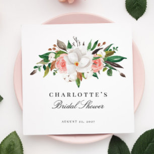Elegant Magnolia Floral Bridal Shower Napkin