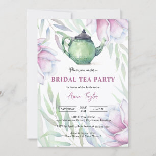 Elegant Magnolia Floral Bridal Tea Party Invitation