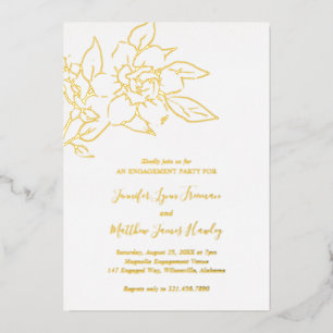 Elegant Magnolia Floral Engagement Party Gold
