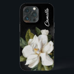 Elegant Magnolia Floral Personalised  iPhone 13 Pro Case<br><div class="desc">An Elegant Magnolia illustration on a watercolor black background. Edit the name by clicking Personalise.</div>
