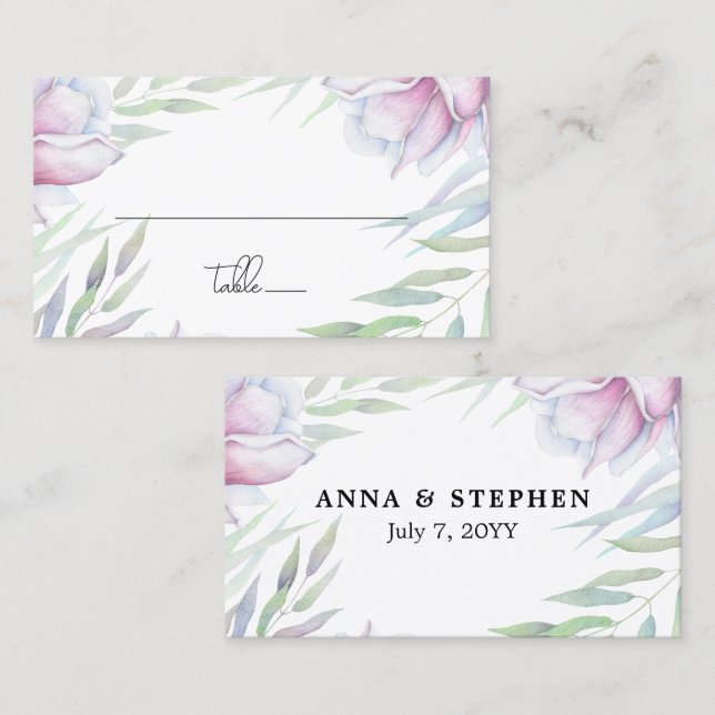 Elegant Magnolia Floral Place Card (Front/Back)