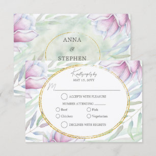 Elegant Magnolia Floral RSVP Card