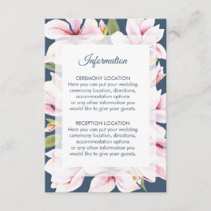 Elegant Magnolia Floral Wedding Information Cards