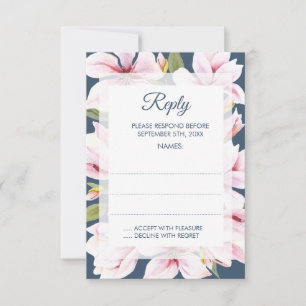 Elegant Magnolia Floral Wedding Reply Cards