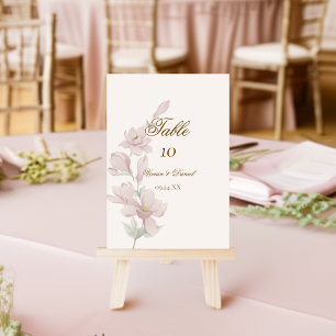 Elegant Magnolia Floral Wedding Table Number Card