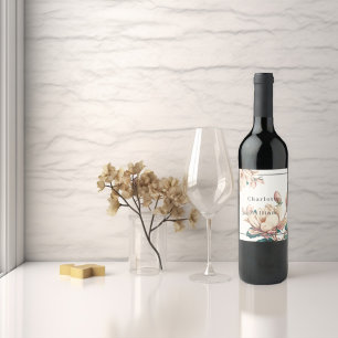 Elegant magnolia floral  wine label