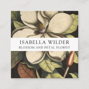 Elegant Magnolia Flower Florist Square Business Card
