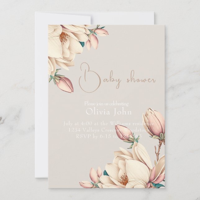 Elegant Magnolia flower petals  Invitation (Front)