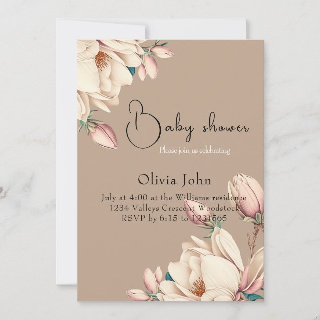 Elegant Magnolia flower petals  Invitation (Front)