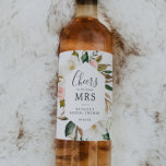 Elegant Magnolia Future Mrs. Bridal Shower Wine Label<br><div class="desc">These elegant magnolia future mrs. bridal shower wine labels are perfect for a modern classy wedding shower. The soft floral design features watercolor blush pink peonies, stunning white magnolia flowers and cotton with gold and green leaves in a luxurious arrangement. Personalise the wine bottle stickers with the name of the...</div>