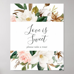 Elegant Magnolia Love Is Sweet Wedding Sign