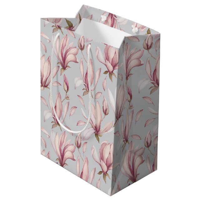  Elegant Magnolia Medium Gift Bag (Back Angled)