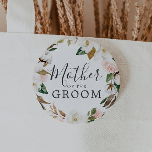 Elegant Magnolia Mother of the Groom Bridal Shower 6 Cm Round Badge