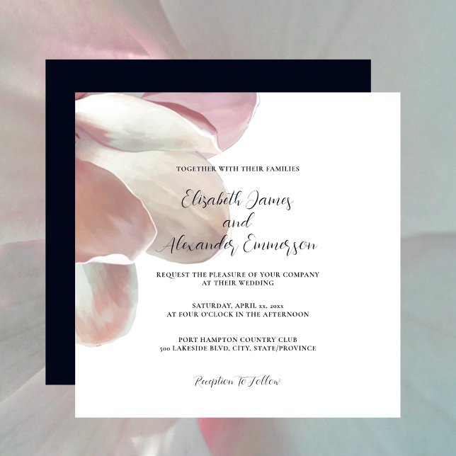 Elegant Magnolia Pink and White Wedding Invitation (Elegant Magnolia Pink and White Wedding Invitation 2)